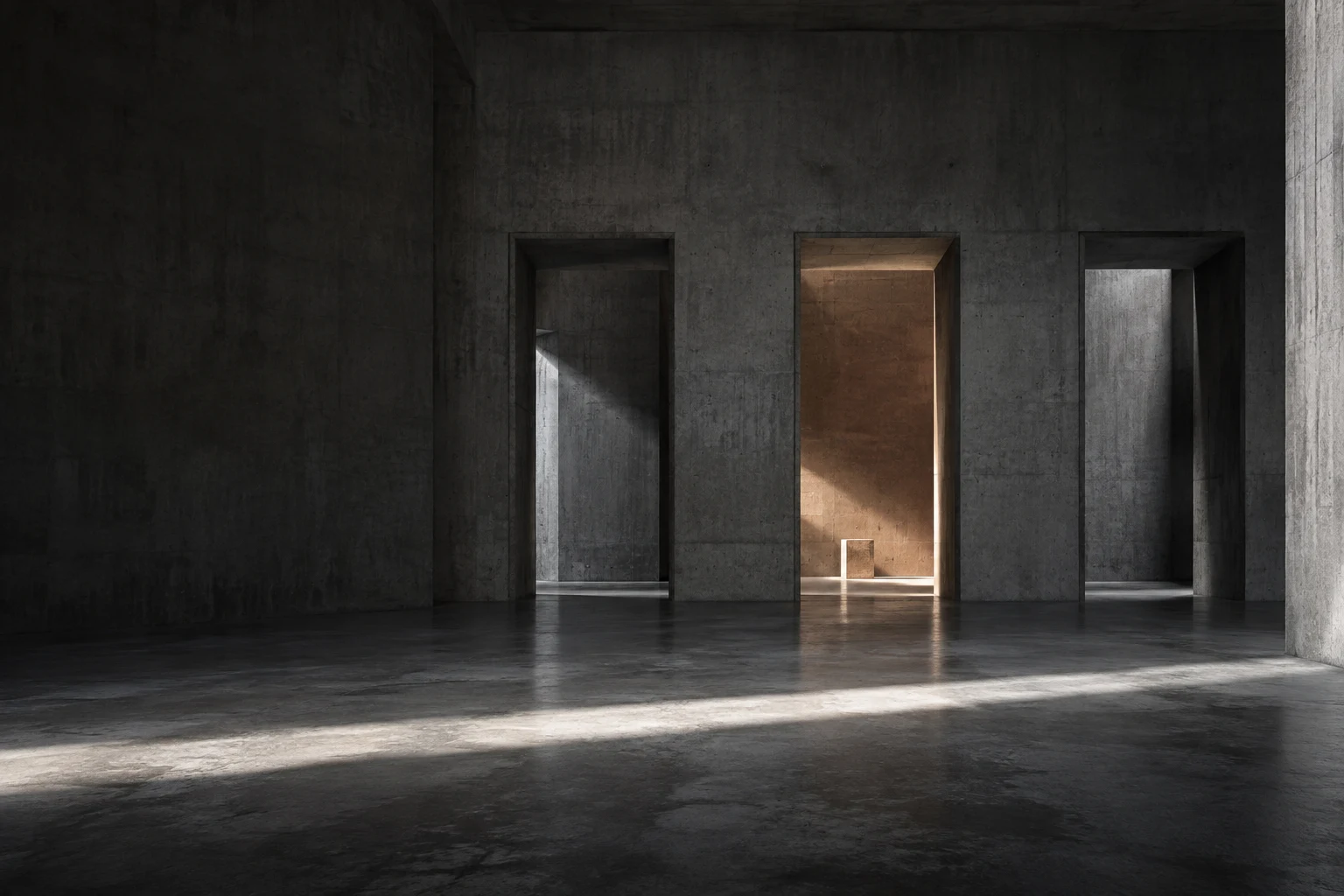 Warm light reveals ANIMA’s exhibition spaces.